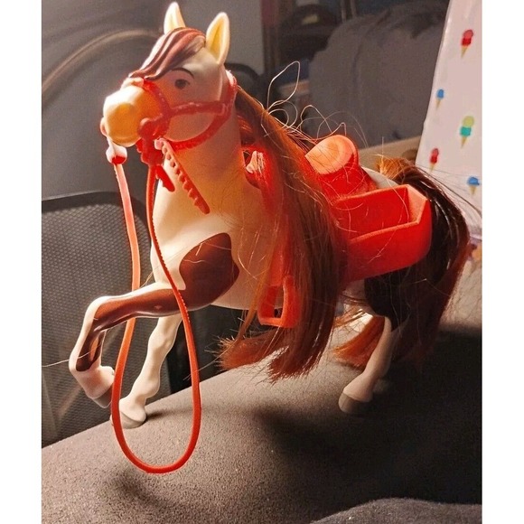 Dreamworks Other - Dreamworks Spirit Horse Boomerang Toy Wht Brown Pink Saddle Bridle US Paint 6.5"
